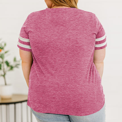 Plus Size Striped V-Neck Tee Shirt - Image 11