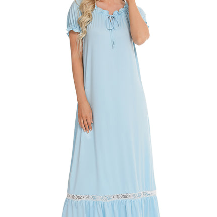 Lace Detail Short Sleeve Lounge Dress - Image 3