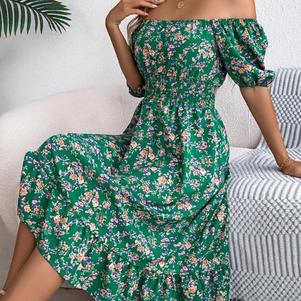 Ruffled Hem Floral Puff Sleeve Dress - Image 9