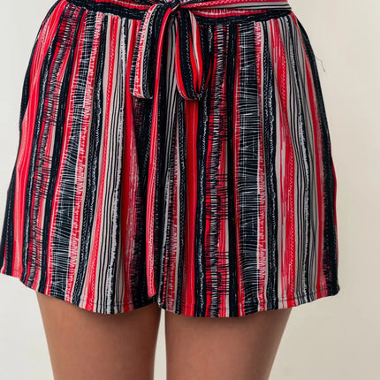 White Birch Full Size High Waisted Striped Shorts - Image 1