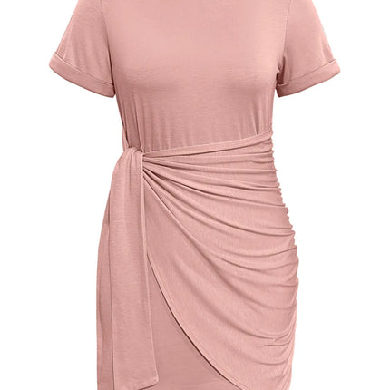 Round Neck Short Sleeve Mini Tee Dress - Image 3