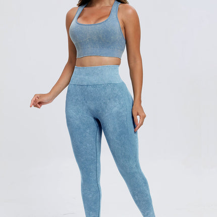 3 Piece Washed Square Neck Wide Strap Active Set - Image 7