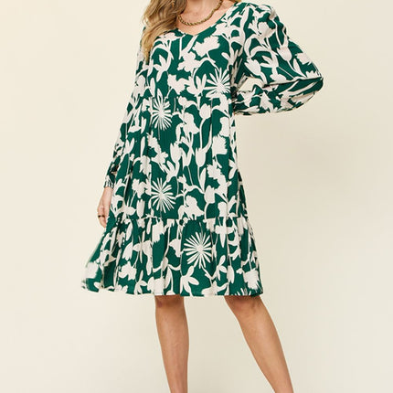 Double Take Full Size Printed Ruffle Hem Dress with Pocket - Image 3