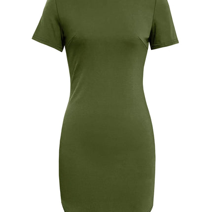Round Neck Short Sleeve Mini Tee Dress - Image 7