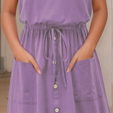 Full Size Round Neck Sleeveless Tank Dress Plus Size - Image 15