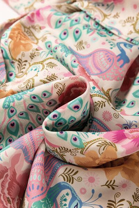 Printed Notched Lantern Sleeve Dress - Image 9