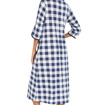 Round Neck Three-Quarter Sleeve Midi Night Dress - Image 24