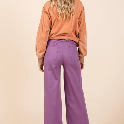 Mittoshop Twill High Waisted Button Fly Wide Leg Pants - Image 6