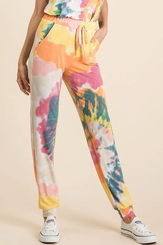 BiBi Tie Dye French Terry Casual Pants