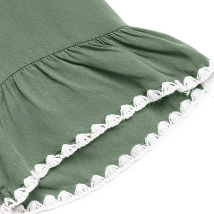 Lace Detail Notched Flounce Sleeve Mini Dress - Image 7