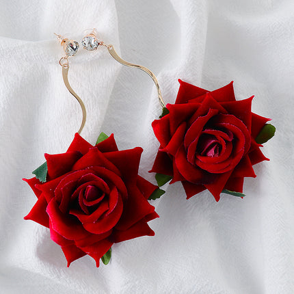 Alloy Rose Dangle Earrings - Image 1
