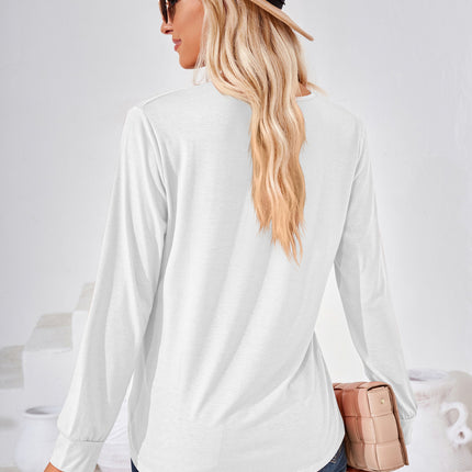 Square Neck Ruched Long Sleeve Blouse - Image 6