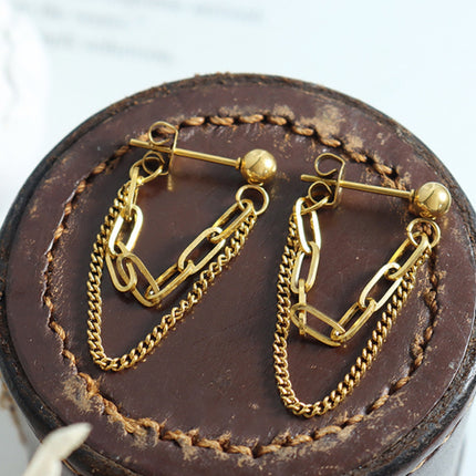 Titanium Steel Double Chain Earrings - Image 4