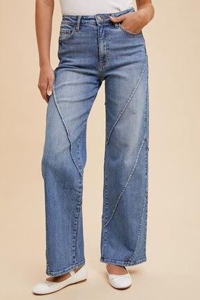 Annie Wear Decorative Seams Wide Leg Jeans - Image 1